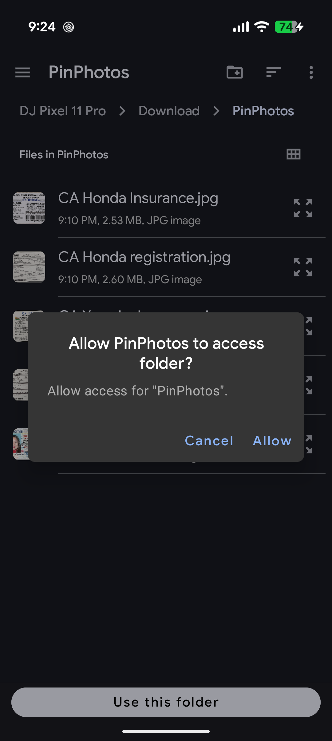 Granting Folder Access